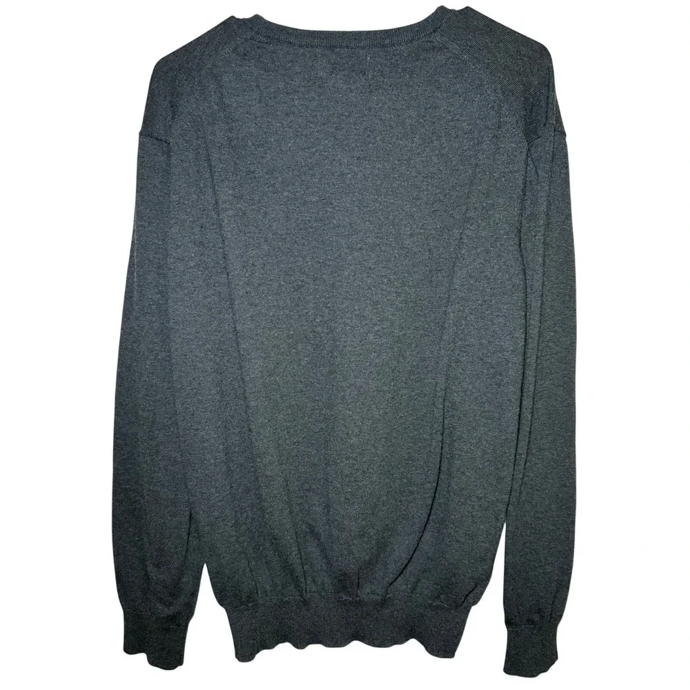Ralph Lauren V Neck Sweatershirt Mens XL Dark Gray Pima Cotton